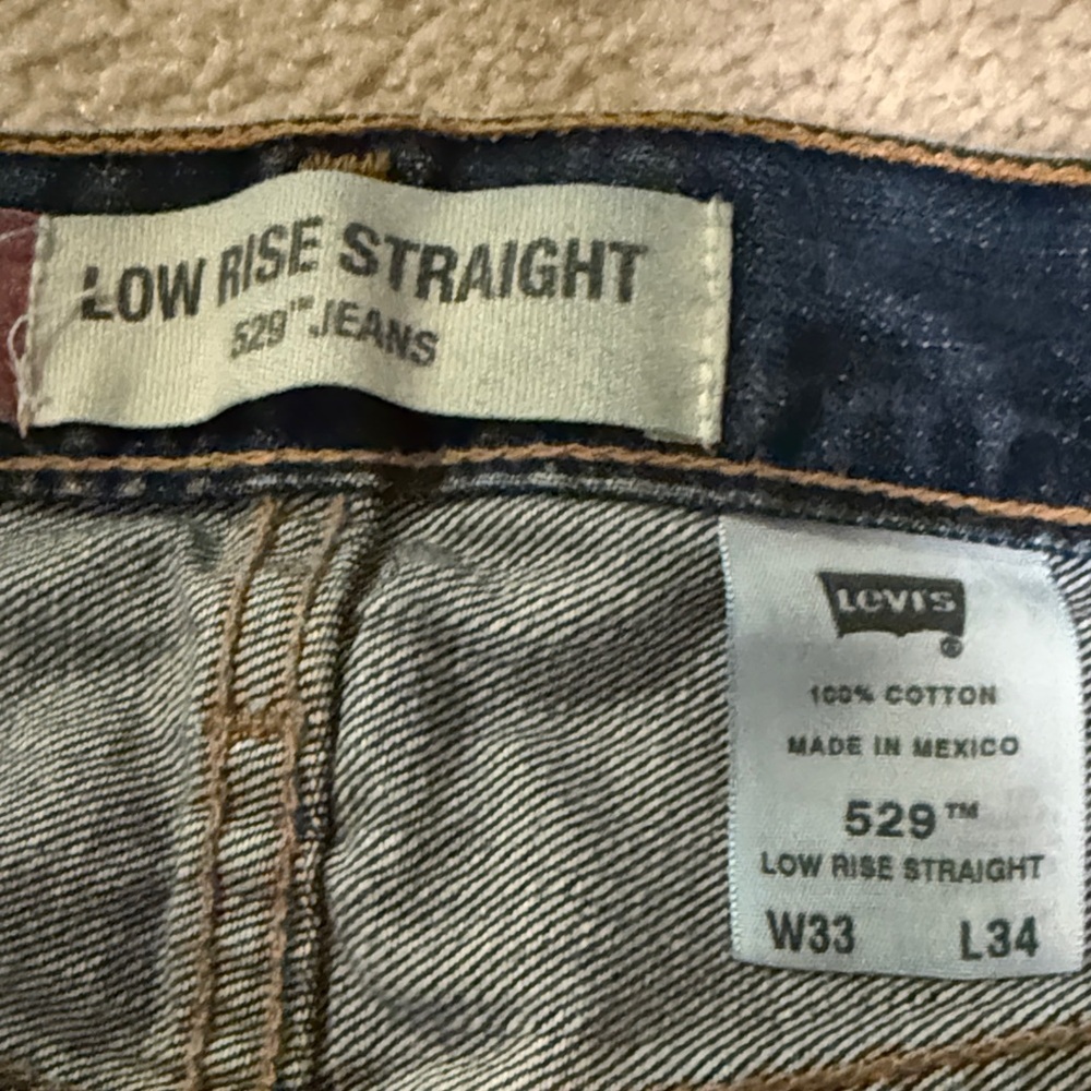 Levi's Dark Blue Low Rise Straight 529 Red Tab Jeans 33x34 - Picture 3 of 8